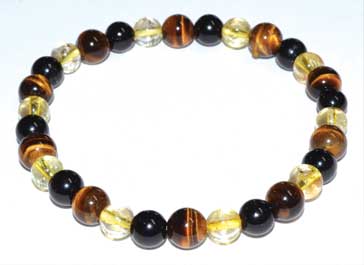 (image for) 6mm Tiger Eye,Citrine & Touramline, Black bracelet