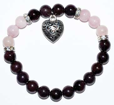 (image for) 8mm Garnet/ Rose Quartz with Heart