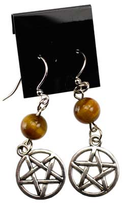 (image for) Tiger's Eye Pentagram earrings