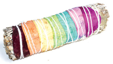 (image for) 4" White Sage 7 Chakra colors stick