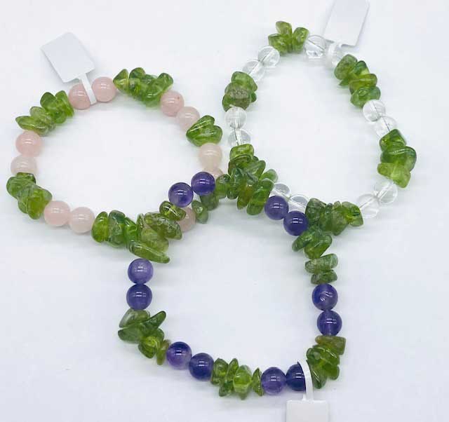 (image for) Peridot, Quartz gemstone bracelet